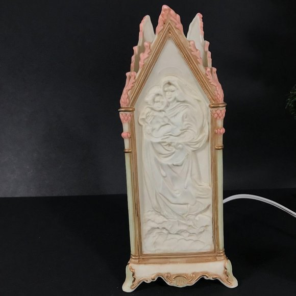 Vintage porcelain night light madonna and child/po - Picture 5 of 8